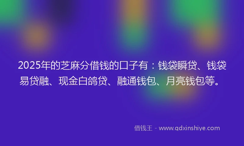 2025年的芝麻分借钱的口子有：钱袋瞬贷、钱袋易贷融、现金白鸽贷、融通钱包、月亮钱包等。