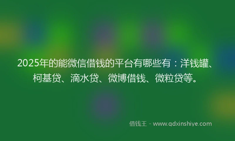 2025年的能微信借钱的平台有哪些有：洋钱罐、柯基贷、滴水贷、微博借钱、微粒贷等。