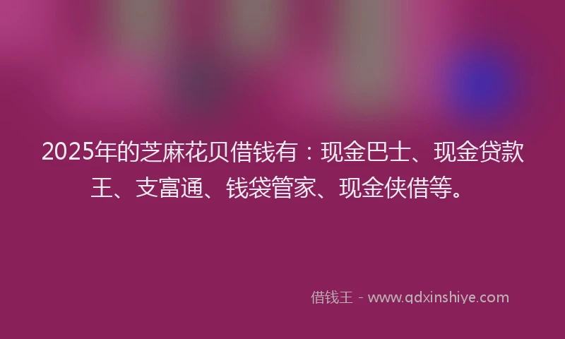 2025年的芝麻花贝借钱有：现金巴士、现金贷款王、支富通、钱袋管家、现金侠借等。
