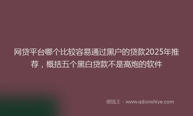 网贷平台哪个比较容易通过黑户的贷款2025年推荐，概括五个黑白贷款不是高炮的软件