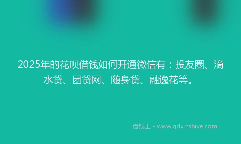 2025年的花呗借钱如何开通微信有：投友圈、滴水贷、团贷网、随身贷、融逸花等。