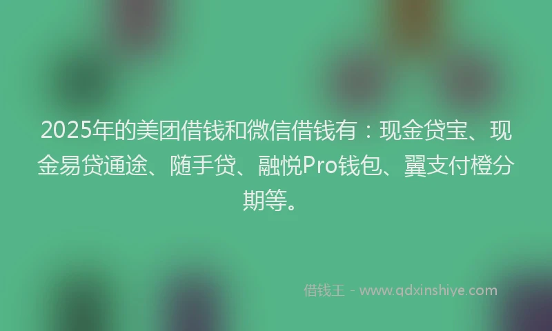 2025年的美团借钱和微信借钱有：现金贷宝、现金易贷通途、随手贷、融悦Pro钱包、翼支付橙分期等。