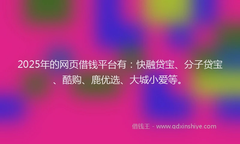 2025年的网页借钱平台有：快融贷宝、分子贷宝、酷购、鹿优选、大城小爱等。