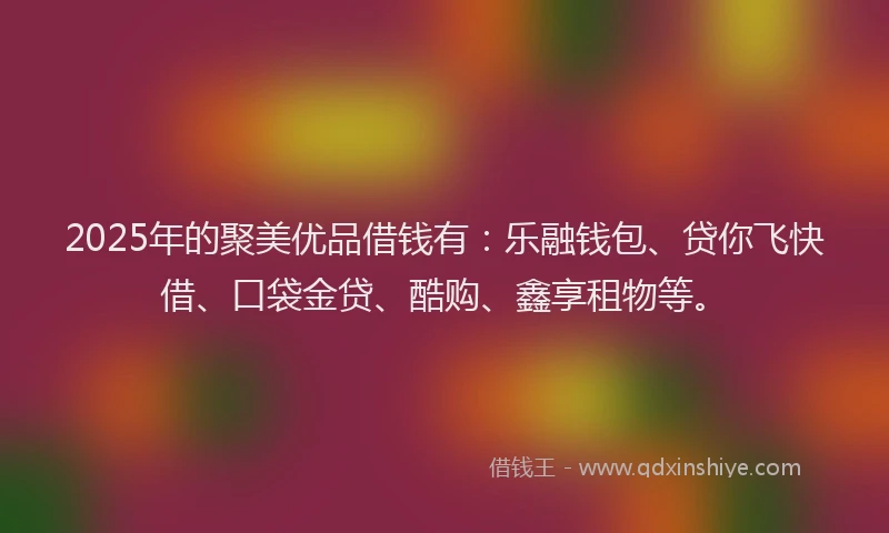 2025年的聚美优品借钱有：乐融钱包、贷你飞快借、口袋金贷、酷购、鑫享租物等。