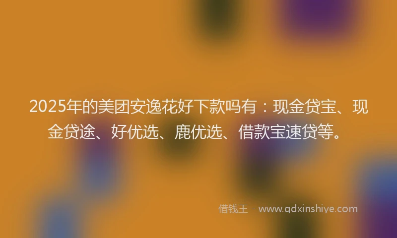 2025年的美团安逸花好下款吗有：现金贷宝、现金贷途、好优选、鹿优选、借款宝速贷等。