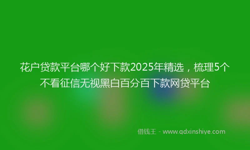 花户贷款平台哪个好下款2025年精选，梳理5个不看征信无视黑白百分百下款网贷平台