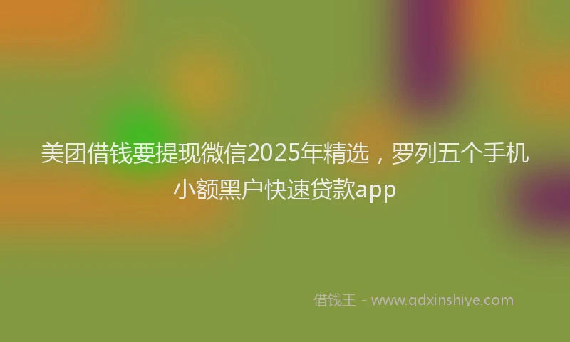 美团借钱要提现微信2025年精选，罗列五个手机小额黑户快速贷款app