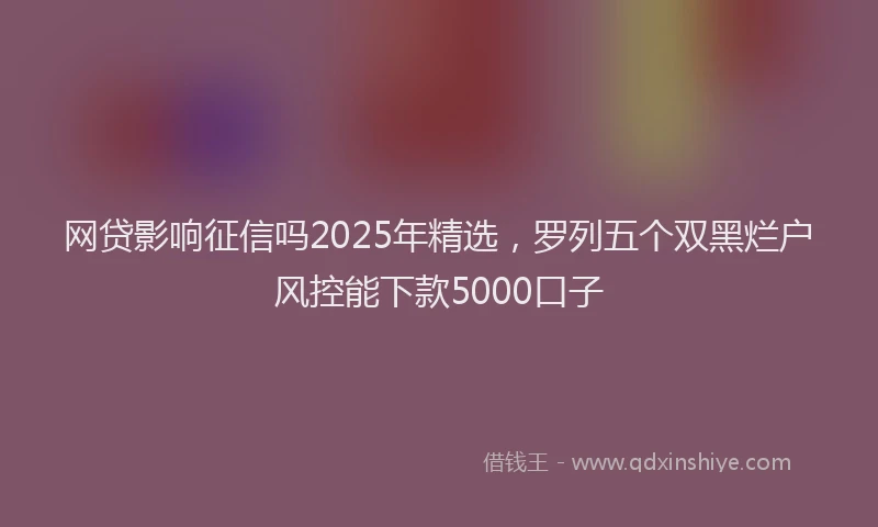 网贷影响征信吗2025年精选，罗列五个双黑烂户风控能下款5000口子