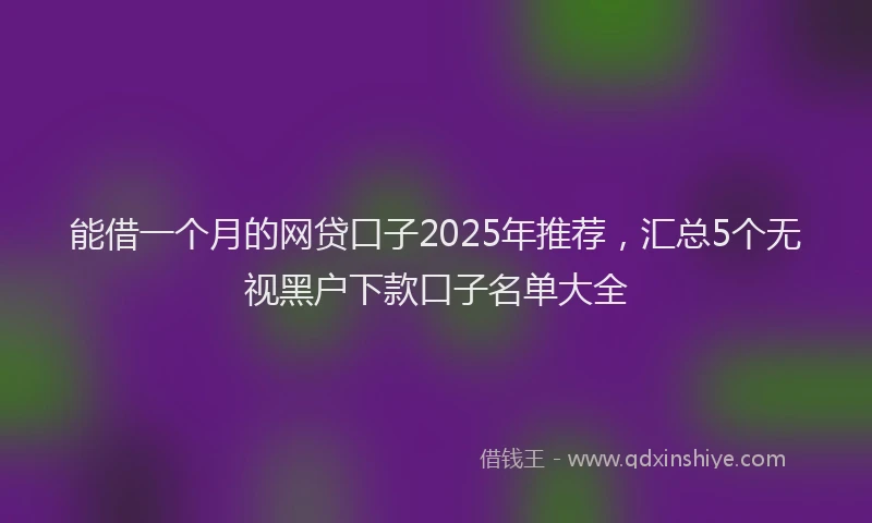 能借一个月的网贷口子2025年推荐，汇总5个无视黑户下款口子名单大全