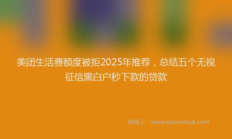美团生活费额度被拒2025年推荐，总结五个无视征信黑白户秒下款的贷款