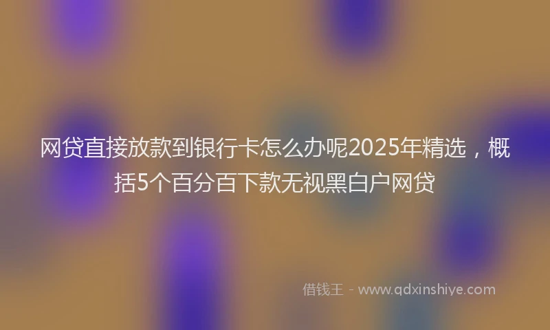 网贷直接放款到银行卡怎么办呢2025年精选，概括5个百分百下款无视黑白户网贷