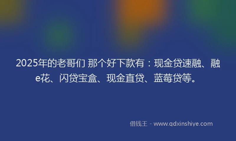 2025年的老哥们 那个好下款有：现金贷速融、融e花、闪贷宝盒、现金直贷、蓝莓贷等。