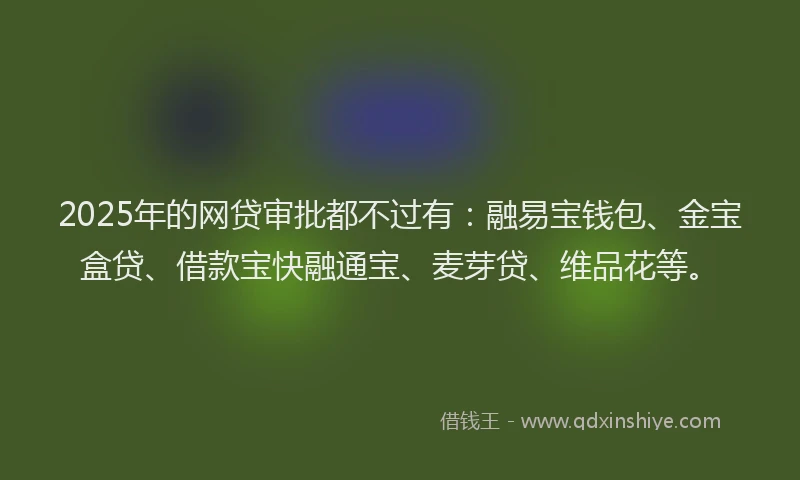 2025年的网贷审批都不过有：融易宝钱包、金宝盒贷、借款宝快融通宝、麦芽贷、维品花等。
