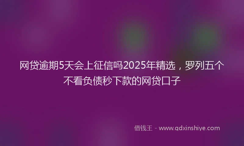 网贷逾期5天会上征信吗2025年精选，罗列五个不看负债秒下款的网贷口子