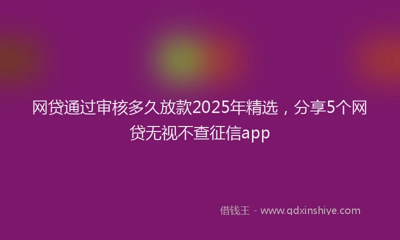 网贷通过审核多久放款2025年精选，分享5个网贷无视不查征信app