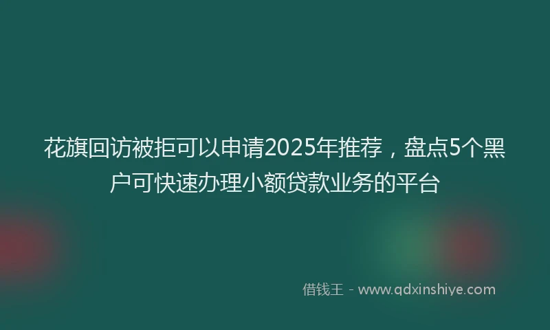 花旗回访被拒可以申请2025年推荐，盘点5个黑户可快速办理小额贷款业务的平台