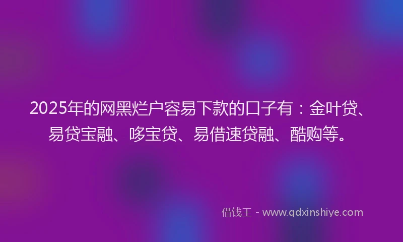 2025年的网黑烂户容易下款的口子有:金叶贷、易贷宝融、哆宝贷、易借速贷融、酷购等。