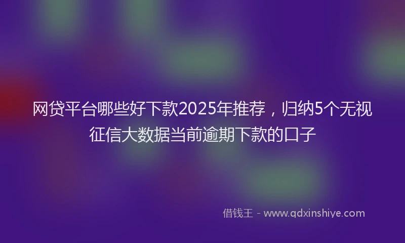 网贷平台哪些好下款2025年推荐，归纳5个无视征信大数据当前逾期下款的口子