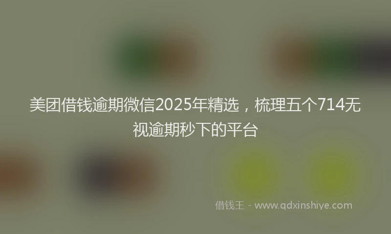 美团借钱逾期微信2025年精选，梳理五个714无视逾期秒下的平台