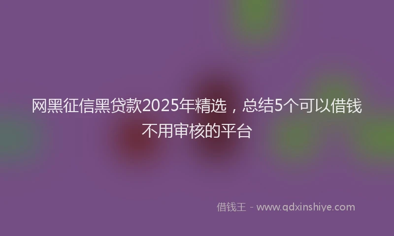 网黑征信黑贷款2025年精选，总结5个可以借钱不用审核的平台