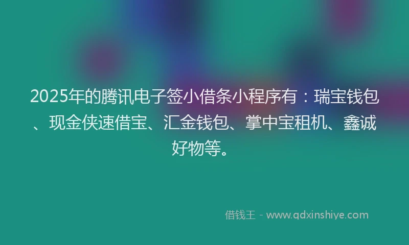 2025年的腾讯电子签小借条小程序有：瑞宝钱包、现金侠速借宝、汇金钱包、掌中宝租机、鑫诚好物等。