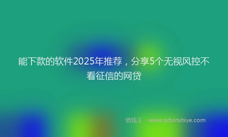 能下款的软件2025年推荐，分享5个无视风控不看征信的网贷