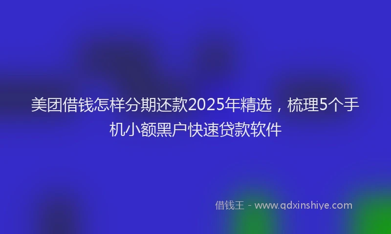美团借钱怎样分期还款2025年精选，梳理5个手机小额黑户快速贷款软件