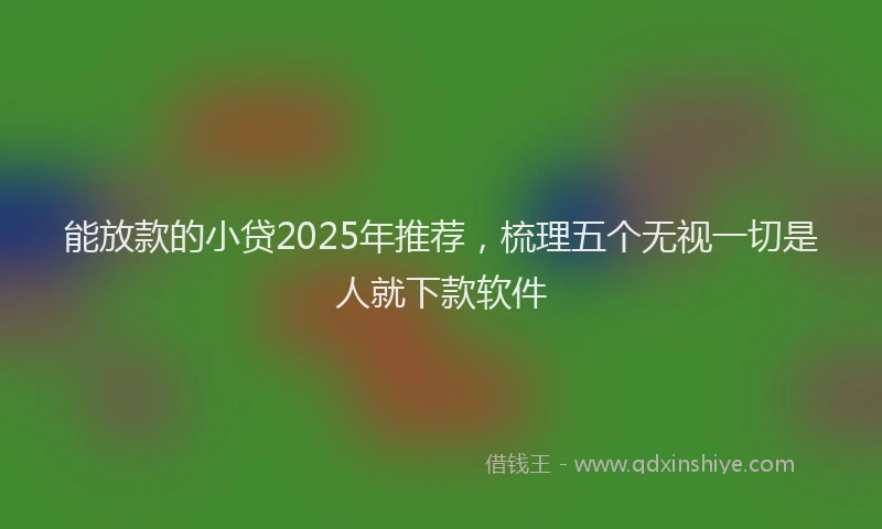 能放款的小贷2025年推荐，梳理五个无视一切是人就下款软件