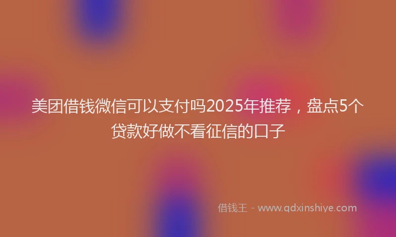 美团借钱微信可以支付吗2025年推荐，盘点5个贷款好做不看征信的口子