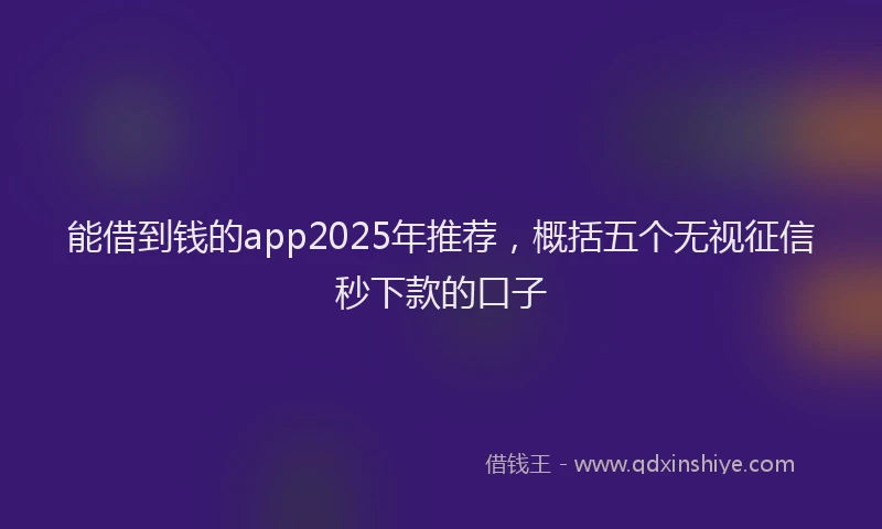 能借到钱的app2025年推荐，概括五个无视征信秒下款的口子