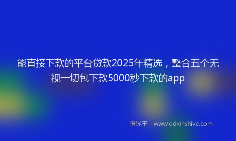 能直接下款的平台贷款2025年精选，整合五个无视一切包下款5000秒下款的app