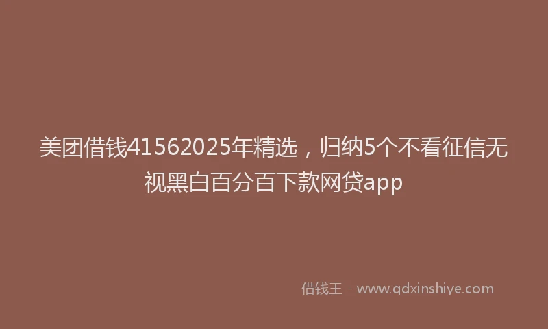 美团借钱41562025年精选，归纳5个不看征信无视黑白百分百下款网贷app