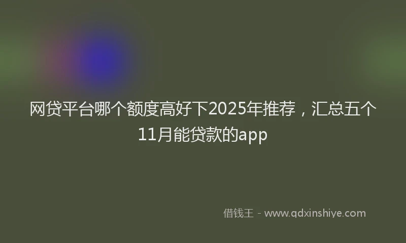 网贷平台哪个额度高好下2025年推荐，汇总五个11月能贷款的app