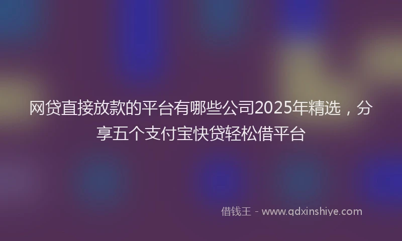 网贷直接放款的平台有哪些公司2025年精选，分享五个支付宝快贷轻松借平台