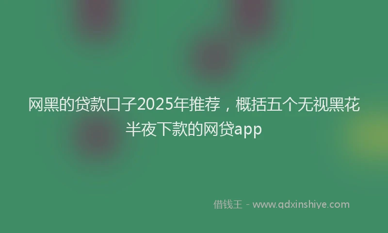 网黑的贷款口子2025年推荐，概括五个无视黑花半夜下款的网贷app