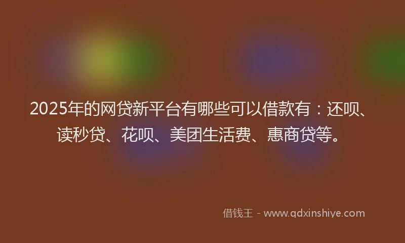2025年的网贷新平台有哪些可以借款有：还呗、读秒贷、花呗、美团生活费、惠商贷等。