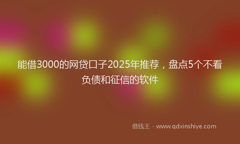 能借3000的网贷口子2025年推荐，盘点5个不看负债和征信的软件