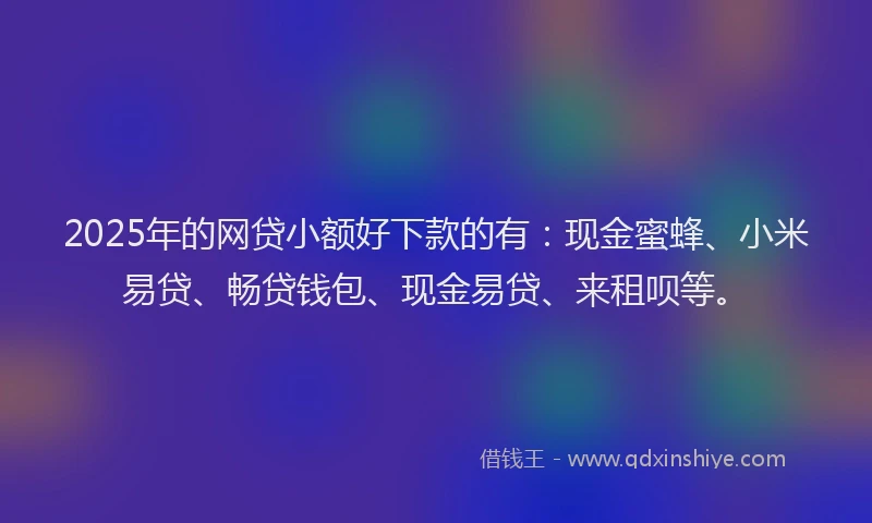 2025年的网贷小额好下款的有：现金蜜蜂、小米易贷、畅贷钱包、现金易贷、来租呗等。