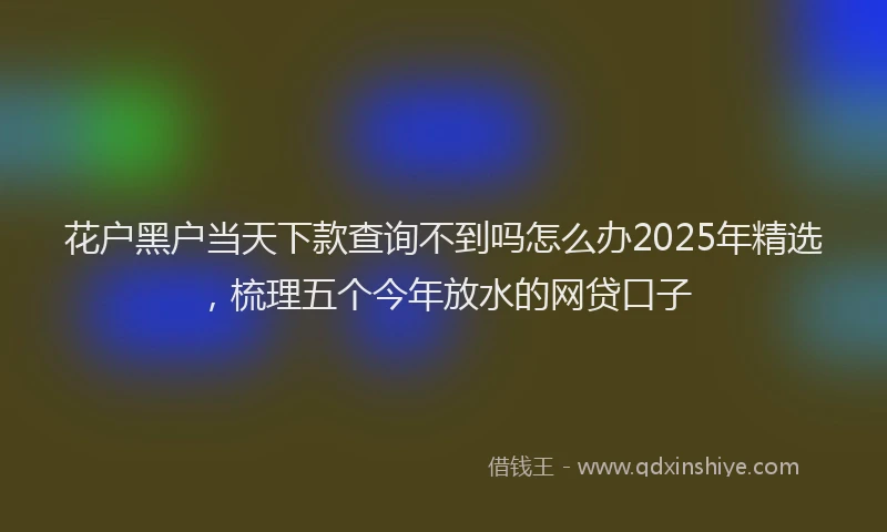 花户黑户当天下款查询不到吗怎么办2025年精选，梳理五个今年放水的网贷口子