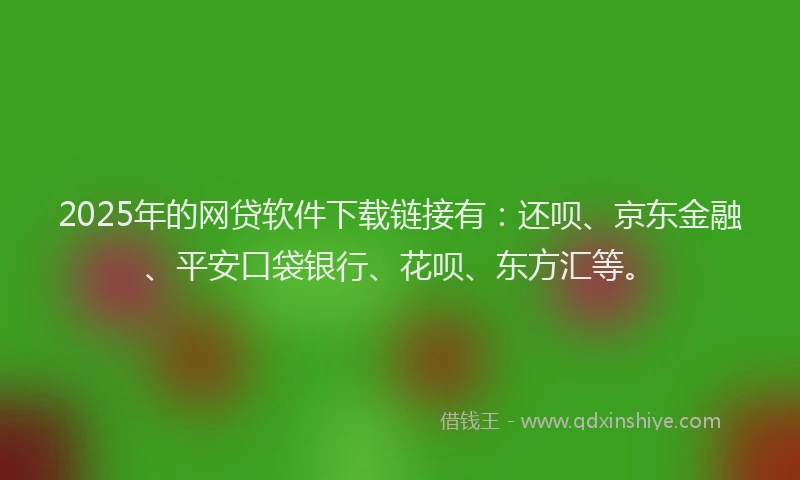 2025年的网贷软件下载链接有：还呗、京东金融、平安口袋银行、花呗、东方汇等。