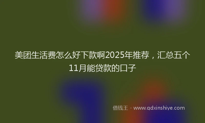 美团生活费怎么好下款啊2025年推荐，汇总五个11月能贷款的口子