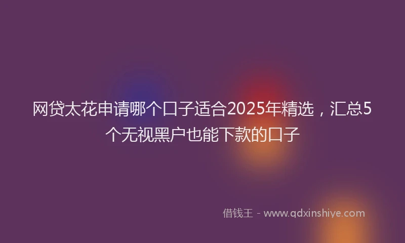 网贷太花申请哪个口子适合2025年精选，汇总5个无视黑户也能下款的口子