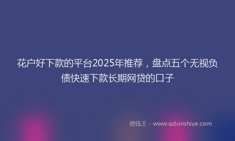 花户好下款的平台2025年推荐，盘点五个无视负债快速下款长期网贷的口子