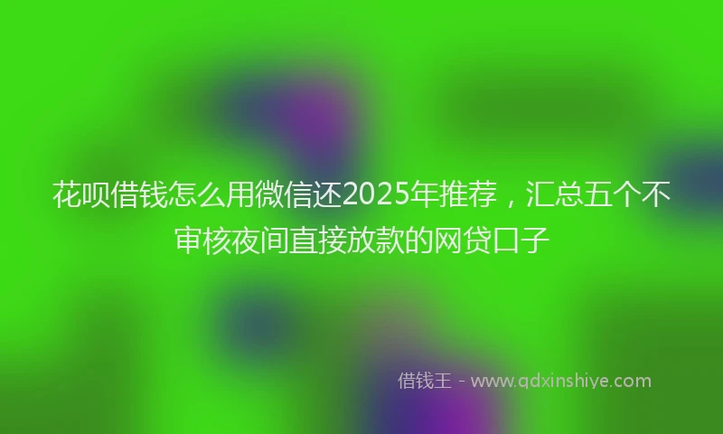 花呗借钱怎么用微信还2025年推荐，汇总五个不审核夜间直接放款的网贷口子
