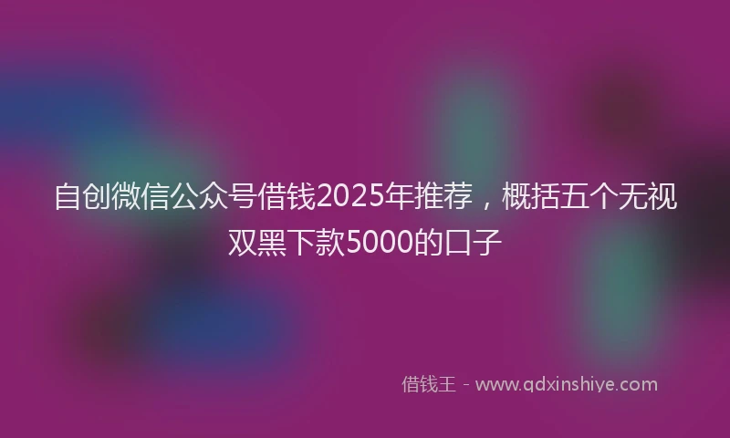 自创微信公众号借钱2025年推荐，概括五个无视双黑下款5000的口子