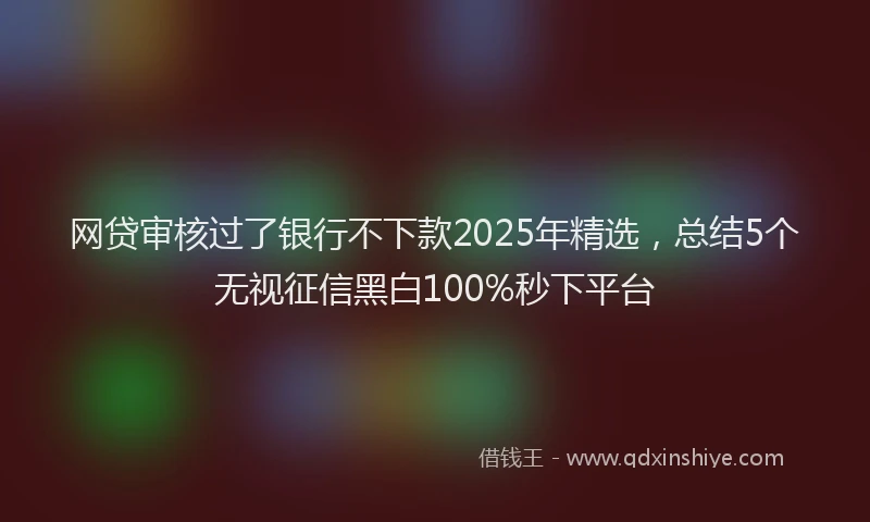 网贷审核过了银行不下款2025年精选，总结5个无视征信黑白100%秒下平台