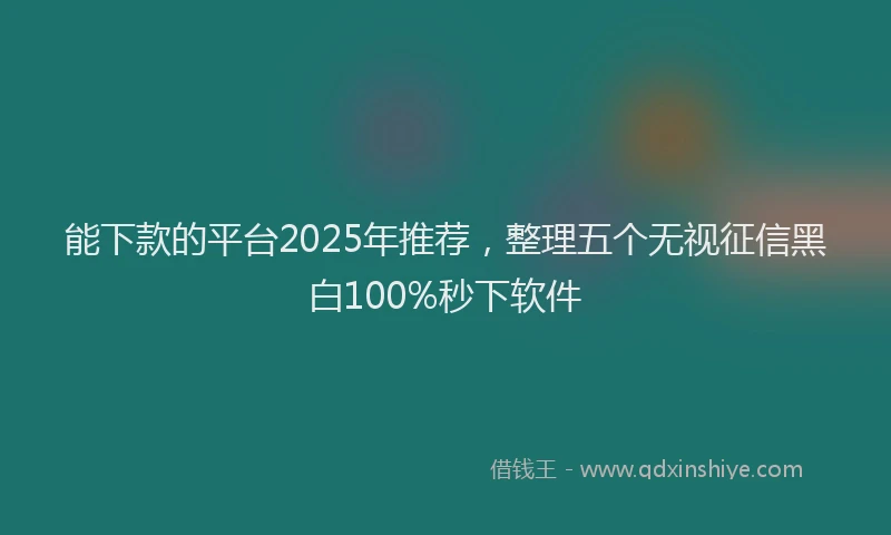 能下款的平台2025年推荐，整理五个无视征信黑白100%秒下软件