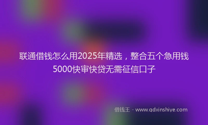 联通借钱怎么用2025年精选，整合五个急用钱5000快审快贷无需征信口子