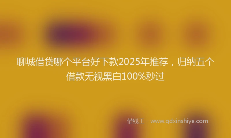 聊城借贷哪个平台好下款2025年推荐，归纳五个借款无视黑白100%秒过