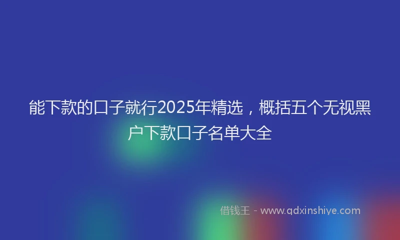 能下款的口子就行2025年精选，概括五个无视黑户下款口子名单大全